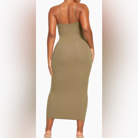SKIMS Fits Everybody Long Slip Dress in Khaki - Picture 3 of 6